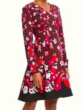 Ann Taylor Factory - Burgundy Floral A-line Dress